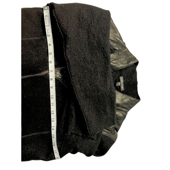 Eileen Fisher Green Eileen Merino Wool Jacket with Leather Trim – Black, Size XL - Picture 4 of 8